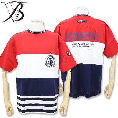 BARNI VARNO バーニヴァーノ　襟付き　Tシャツ L ストライプ　青　白 BARNI VARNO バーニヴァーノ 襟付き Tシャツ L ストライプ 青 白