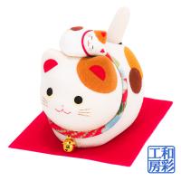 ちりめん細工「ゆらゆらソーラー親子猫(三毛猫)」ra044 龍虎堂 ねこ | 京都和彩工房