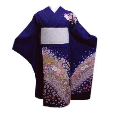 【訳有り 難あり】 振袖 正絹 お買上 お仕立上がり 単品 濃青色地金彩桜小さくら Ｓ 成人式 出来上がり 購入 リメイク 生地 和柄 桜柄 訳有り 難あり】 振袖 正絹 お買上 お仕立上がり 単品 濃青色地金彩桜