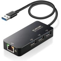 エレコム 有線LANアダプター EDC-GUA3H2-B ブラック タイプA Giga USBハブ付 (USB-A×3) USB3.2(Gen1)/3.1(Gen1)/3.0 ELECOM 　配種NP | 合資会社渡辺商会