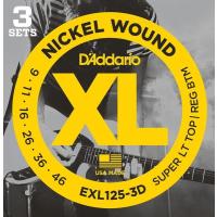 D'Addario XL NICKEL EXL125-3D Super Light Top / Regular Bottom ダダリオ (エレキギター弦) (3セット) | クロサワ楽器65周年記念SHOP