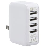 オーム電機 ACアダプター USB電源タップ 4ポート ホワイト MAV-AU48-W | webby shop
