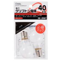 オーム電機 ミニクリプトン電球 E17 40W形 ホワイト 2個入り KR100/110V36WW/2P | webby shop
