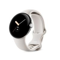 Google グーグル Pixel Watch 心拍計機能 Polished Silver ステンレス ケース / Chalk アクティブ バン | White Wings2