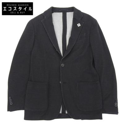 美品 ラルディーニ 編込 アルパカ ニットテーラードジャケット ブートニエール黒 LARDINI（ラルディーニ） ニット ジャケット / ブークレ カーディガン
