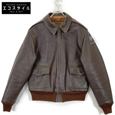 80s’-90s’イタリア製 フライトジャケットA2ブラウンXL相当 90s レザーフライトジャケット A2【M】地図柄 YKK 本革 ブラウン