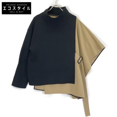 美品✨　アドーア ADORE ニットドッキングドライチノ ポンチョ キャメル ADORE（アドーア） ブラック×キャメル ニットドッキングドライチノ