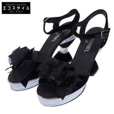 CHANEL シャネル ベルベット リボン デザイン ヒール アンクル  