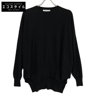 ENFOLD エンフォルド ブラック ウール CURVE SLIT PULLOVER ニット