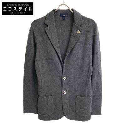 【美品◆伊製】ラルディーニ ニットジャケット L ヘリンボーン ネイビー グレー 美品◇伊製】ラルディーニ ニットジャケット L ヘリンボーン ネイビー