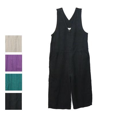 tumugu リネンサロペット オーバーオール ブラック tumugu