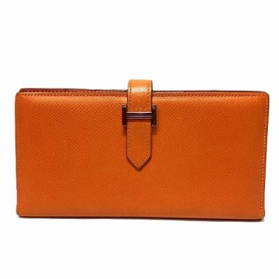 エルメス 長財布 ベアンスフレ オレンジ シルバー金具 HERMESの エルメス 長財布 ベアンスフレ オレンジ シルバー金具 HERMESの
