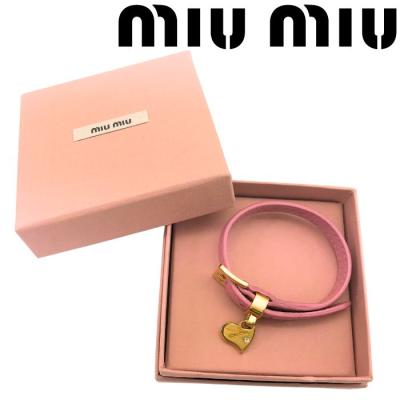 miumiu 薄ピンク　ブレスレット ミュウミュウ miumiu レザーブレスレット - メルカリ