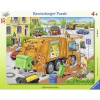 ラベンスバーガー社 パネルパズル Pパズル ゴミ収集車 35ピース | 木のおもちゃ ウッドワーロック