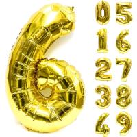 数字バルーン 6 約60cm ゴールド 誕生日 風船 記念日 結婚記念日 卒業式 新年 飾り アルミ きらきらぷんぷん丸 NRBN-006 | あんしんや