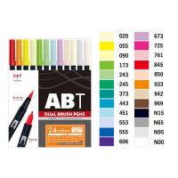 トンボ鉛筆 水性マーキングペン デュアルブラッシュペン Dual Brush-Pen ABT ベーシック 24色セット AB-T24CBA | Office WOW！