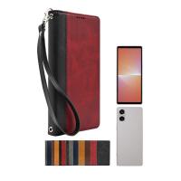 SHIZUKAWILL　Xperia5 V 手帳型 本革調ケース ボルドーレッド×ブラック　SOX5M5BIRB | コジマYahoo!店