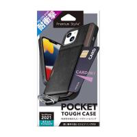 PGA　iPhone 13 2眼 ポケット付 ハイブリッドタフケース ブラック Premium Style　PG-21KPT04BK | コジマYahoo!店