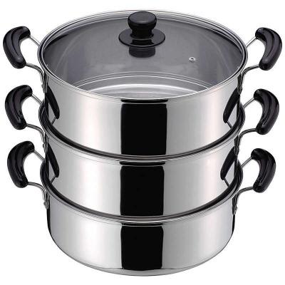 【中古】ステンレス製 業務用 蒸し器 3段 大型 蒸し鍋 即買い❌ Amazon | 蒸し鍋 SUS304食品級ステンレス鋼製 二段 三段 複数