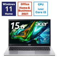 ノートパソコン Aspire 3 ピュアシルバー A315-59-H38U/F ［15.6型 /Windows11 Home /intel Core i3 /メモリ：8GB /SSD：256GB /Office HomeandBusiness /日… | ソフマップ Yahoo!店