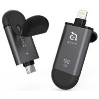 ADAMELEMENTS USBメモリ iKlips C グレー ADRAD128GKLCGYJ ［128GB /USB3.1 /USB TypeC＋Lightning /キャップ式］ | ソフマップ Yahoo!店