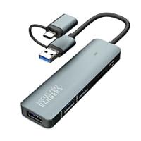 AREA ［USB-C＋USB-A オス→メス カードスロットｘ2 / USB-Aｘ3］変換アダプタ  シルバー SD-UCRH2 | ソフマップ Yahoo!店