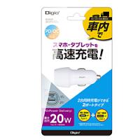 Nakabayashi 20W PD充電対応Type-C1ポート+USBA1ポート カーチャージャー  ホワイト  ［2ポート /USB Power Delivery対応］ | ソフマップ Yahoo!店