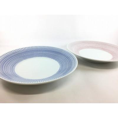 有田焼 李荘窯 青マット 鎬24cmプレート 2枚セット☆ 有田焼 李荘窯 青マット 鎬24cmプレート 2枚セット☆ 渕金白磁