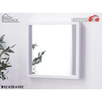 東谷 ウォールミラーL ホワイト W42×D6×H42 MU-034WH 鏡 壁掛け 壁掛 飾り棚 シンプル メーカー直送 送料無料 | ハッピードライブ5号店
