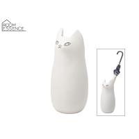 東谷 傘たて 陶器 猫 ねこ ホワイト 白 高さ約45.5cm アンブレラスタンド  傘立て 小物入れ CLY-12WH あずまや メーカー直送 送料無料 | キャッスルパーツ2号店