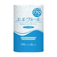 大王製紙 エルヴェールトイレットティシュー シングル 芯なし 170m 無香料 1セット(48ロール:6ロール×8パック) | ヤマドウオンラインストア