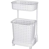 JEJアステージ レクエア ランドリーバスケット 2段 幅45×奥行35×高さ78.5cm [洗濯カゴ 洗濯物 キャスター付き] ホワイト [お客様組立品] 爆買 | ヤマキシヤフー店