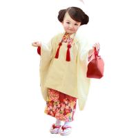 七五三 三歳 女児 被布着物フルセット 日本製 しぼの大きいちりめん地 