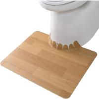 サンコー ずれない トイレマット 拭ける 床汚れ防止 ショート ベージュ ウッド 55×43cm おくだけ吸着 日本製 KV-15 ベージュ&amp;ウッド | yayoigen