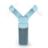 充電式 ミニ 扇風機 《ブルー》 USB 手持ち 卓上 ファン 2WAY コンパクト 軽量 携帯扇風機(定形外郵便、代引不可、送料別商品) | LE-Ciel