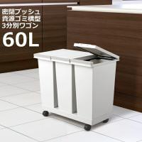 エバン　密閉プッシュ資源ゴミ横型3分別ワゴンペール 60L | なじみはうす