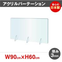 アクリルパーテーション 日本製 透明 W900*H600mm アクリル板 コロナ対策 卓上 対面式スクリーン デスク用仕切り板 飲食店 学校 病院用（jap-r9060） | 吉道ストア