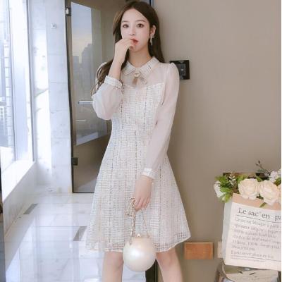 ベージュ 長袖 膝丈ワンピース WHITE ワンピース レディース ワンカラーオフショルホール長袖ニット膝