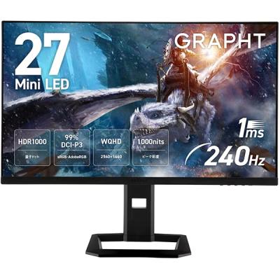 【ジャンク品？】GRAPHIT 27インチ WQHDゲーミングモニター ジャンク品？】GRAPHIT 27インチ WQHDゲーミングモニター 湾曲27型