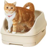 ニャンとも清潔トイレセット 約1か月分チップ・シート付 猫用トイレ本体 オープンタイプ ライトベージュ | SoyBeans