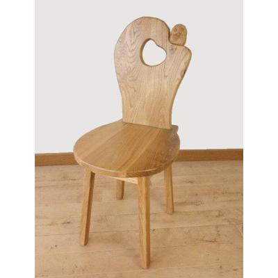 ふくろう　椅子　ダイニングチェアー　イスG　ナラ材　オーク色　勇峰工芸（新） ふくろう 椅子 ダイニングチェアー イスG ナラ材 オーク色 勇峰