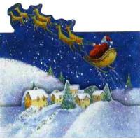 グリーティングカード ダイカット クリスマスカード サンタクロース メッセージカード 封筒付き 雪の結晶の柄 | ユージニアyh