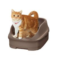 ニャンとも清潔トイレセット 約1か月分チップ・シート付 猫用トイレ本体 オープンタイプ ブラウン | yuk123