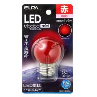 エルパ (ELPA) LED電球G40形 LED電球 照明 E26 1.4W 赤色 屋内用 LDG1R-G-G254 | ユリとソラ