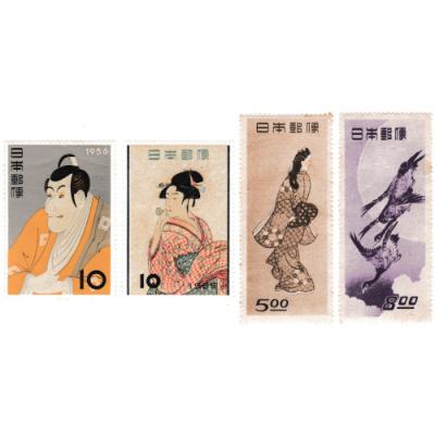 使用済切手 花と楽器デザイン 8枚シート ふるさと切手 江戸名所と粋の浮世絵 歌麿・広重・写楽の参 平成21年