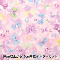 【数量5から】 生地 『オックス お気に入りシリーズ バブルリボン ピンク MOWF-156P』 | ユザワヤ