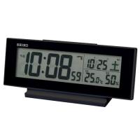 セイコークロック(Seiko Clock) 目覚まし時計 常時点灯 電波 デジタル カレンダー 温度 湿度 表示 夜でも見える 黒・一部黒 | YYYヤフー店