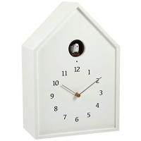 レムノス カッコー時計 アナログ バードハウス 天然色木地 白 Birdhouse Clock NY16-12 WH Lemnos | YYYヤフー店