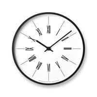 レムノス 掛け時計 電波 アナログ 木枠 時計台の時計 ローマン φ300 KK17-13B Lemnos | ワイワイワイエイショップ