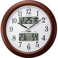 リズム CITIZEN (シチズン) 電波時計 掛け時計 インフォームナビEX 温度計 ・ 湿度計 付き 夜間自動点灯 木枠茶色 4FY620-006 | ワイワイワイエイショップ